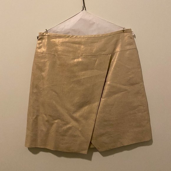 J. Crew Gold Metallic Linen Skirt - Picture 2 of 5
